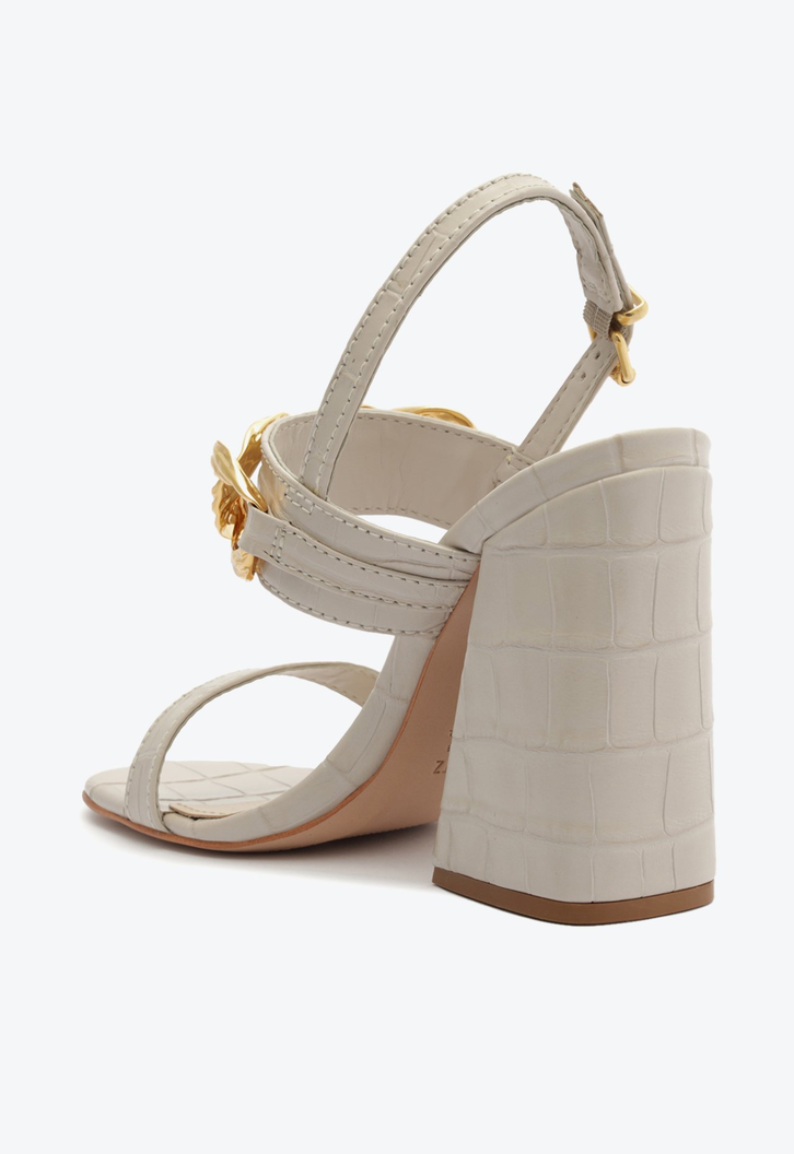 Sandália Mikka Wide Croco Bege Claro