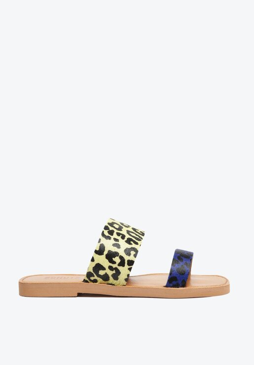 SANDÁLIA RASTEIRA ANIMAL PRINT SCHUTZ SLIDE COURO BICOLOR