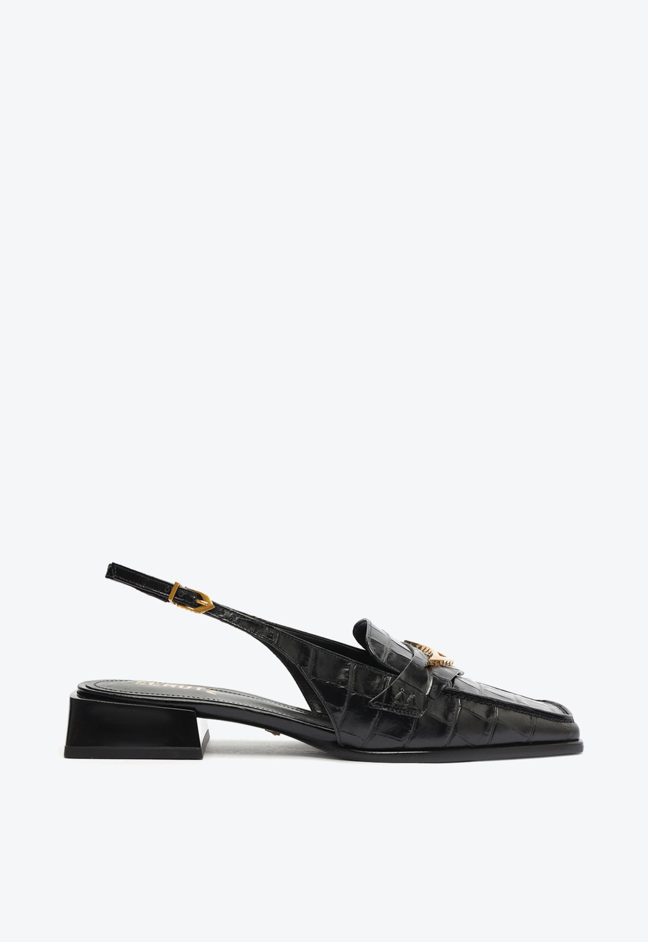Sapatilha Preta Schutz Slingback Couro Croco | ZZ MALL
