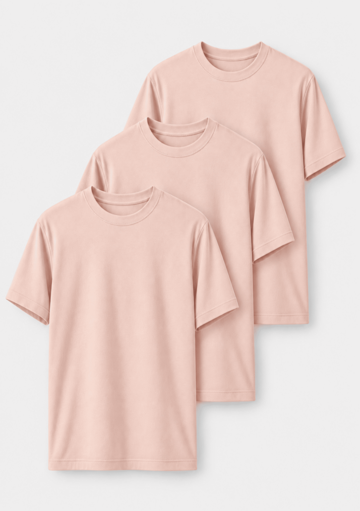 Kit 3 Camisetas Rosas Hering Básicas Masculinas Manga Curta Slim