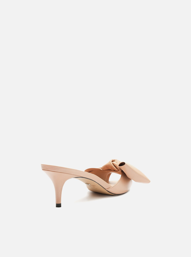 Mule Nude Arezzo Couro Salto Fino Maxi Laço