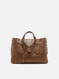 Bolsa Tote Caramelo Couro Média Cadeado