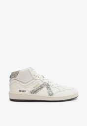 Tênis Branco Schutz Cano Alto St Mid Couro Glitter