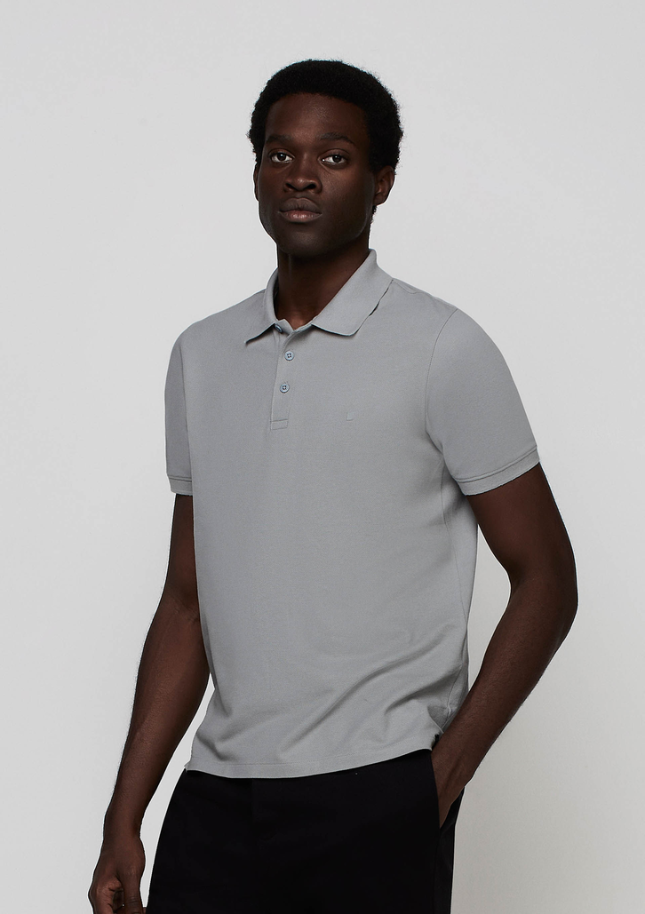 Camisa Polo Cinza Dzarm Em Malha Piquet