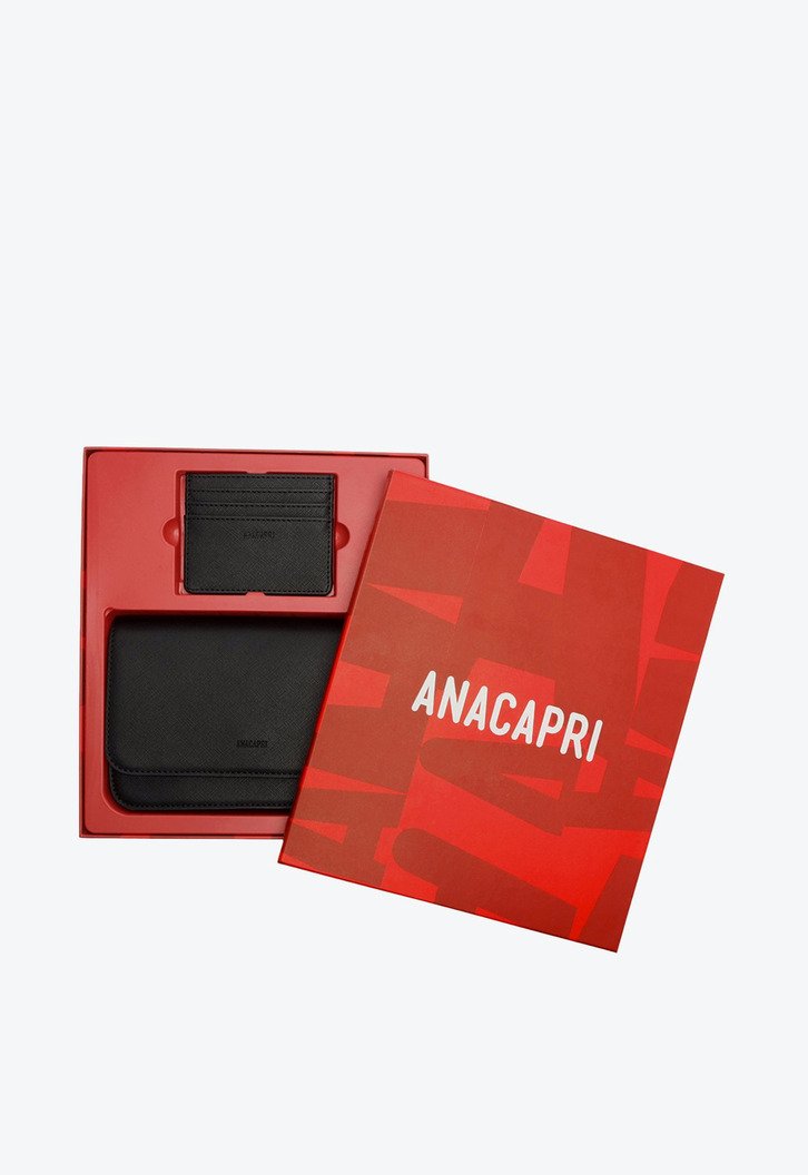 Kit de Bolsa Tiracolo Média e Porta Cartão Preto