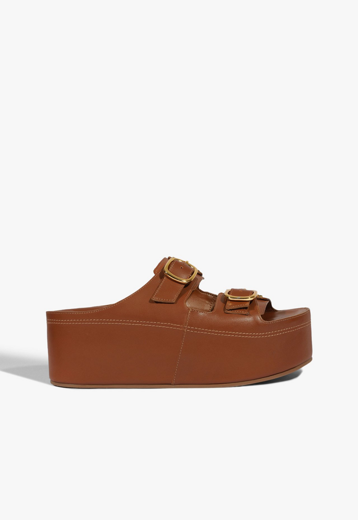 Sandália Papete Liora Couro Marrom