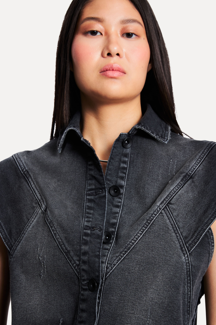 COLETE  PRETO REVERSA BLACK JEANS OVERSIZED