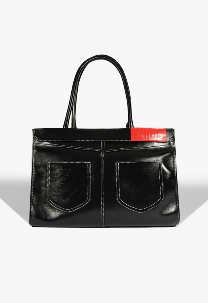 Bolsa Tote Trouser Bag Couro Preta | ZZ MALL