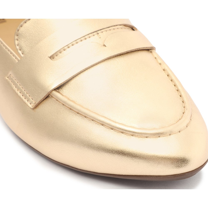 Sapato Salto Bloco Dourado Classy