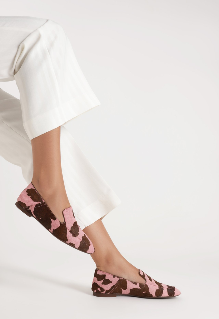 Mocassim Wild Flats Pelo Rosa e Marrom