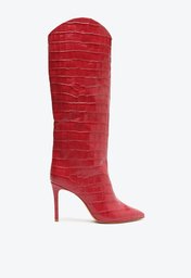 Bota Vermelha Schutz Maryana Couro Croco