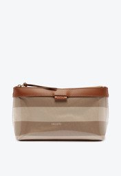 Necessaire Anacapri Média Listras Vinil Bege