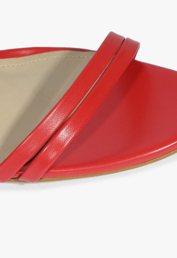 Sandália Salto Médio Couro Vermelho
