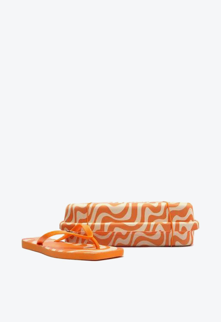Chinelo De Dedo Laranja Estampado Square E Bag Brizza
