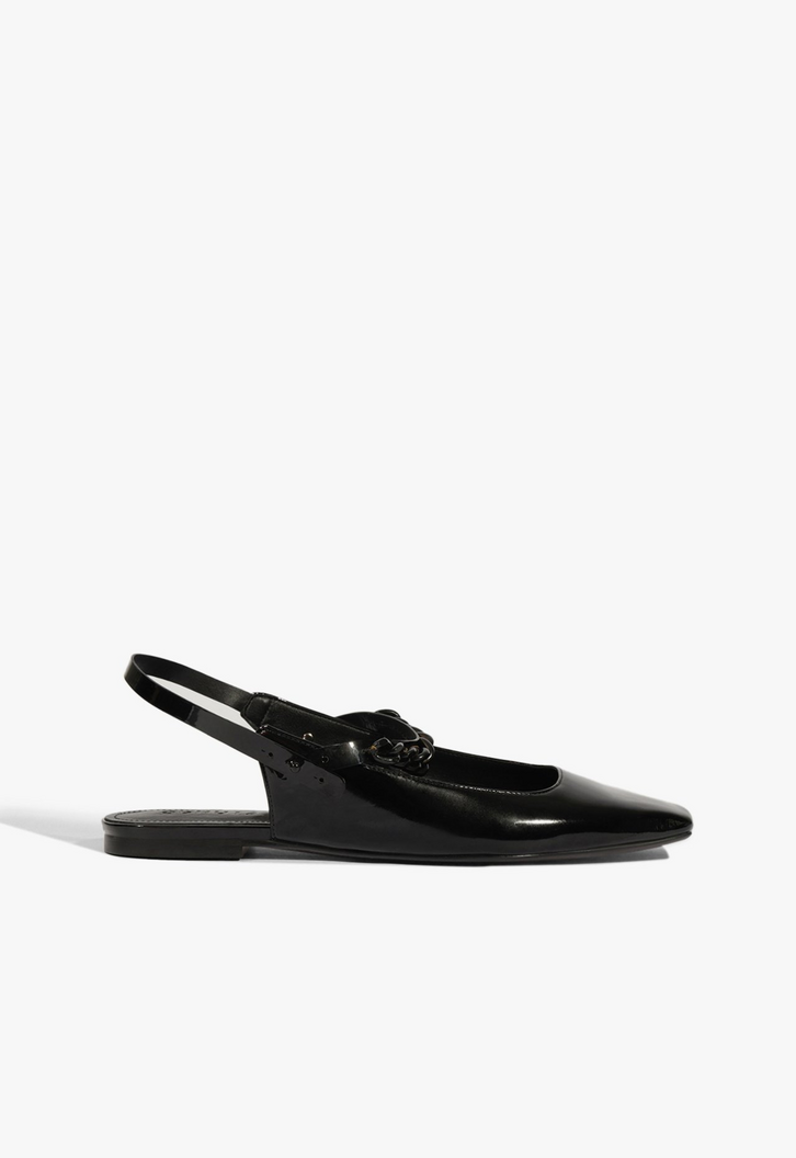 Slingback Cool Flats Couro Preto