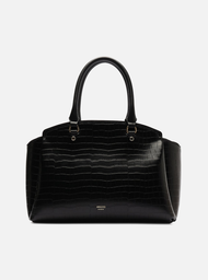 Bolsa Tote Preta Croco Grande Textura