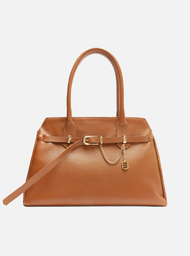 Bolsa Shopping Marrom Arezzo Couro Grande Tira Fivela