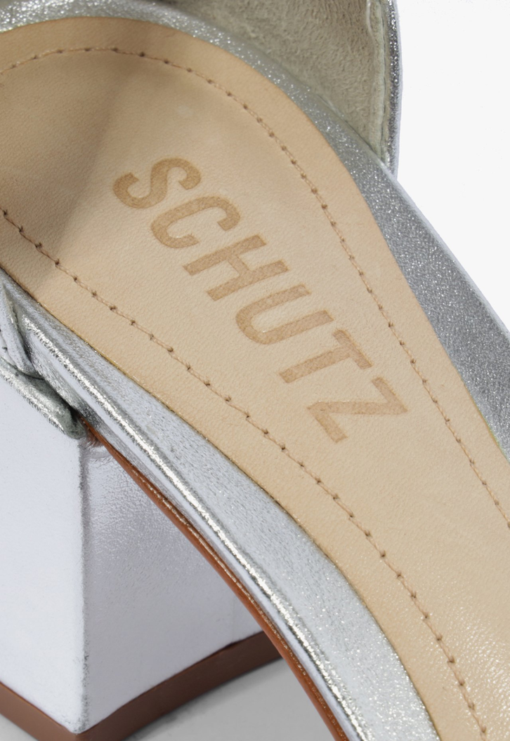 Sandália Block Heel Prata