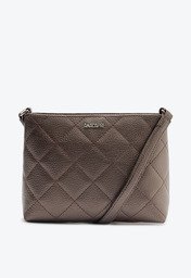 Bolsa Tiracolo Prata Anacapri Média Matelassê Triangular Grafite