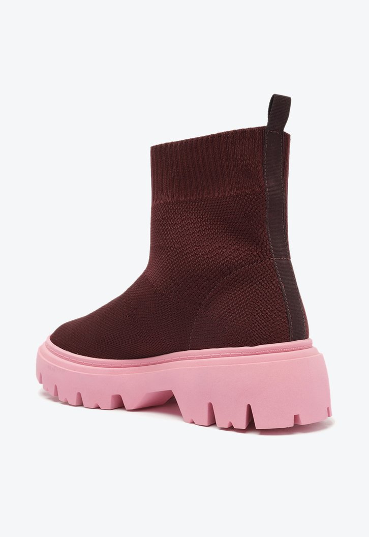 Bota Tratorada Cano Baixo Roxa Knit