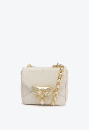 Bolsa Tiracolo Branca Schutz Butterfly Pequena Couro Snake