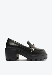 Sapato Mocassim Preto Schutz Mosy Tratorado Couro Corrente