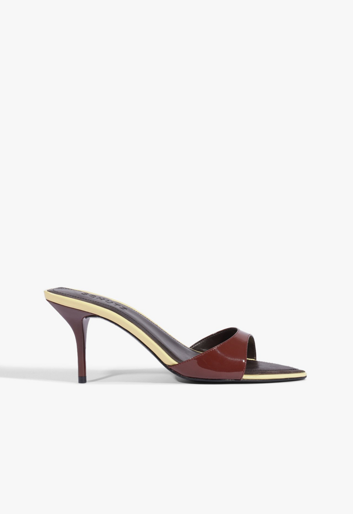 Sandalia Mule Elodie Verniz Couro Vinho