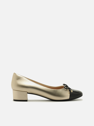 Scarpin Preto Arezzo Multineutro Couro Salto Baixo Laço Soft