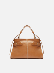 Bolsa Tote Marrom Arezzo Couro Média Tiras Laterais