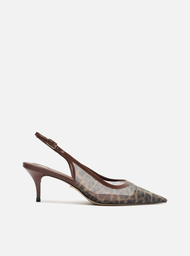 Scarpin Animal Print Arezzo Tela Salto Kitten Slingback