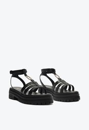 あ様 Sandália Plataforma Preta Anacapri Tratorada Tira Bridão