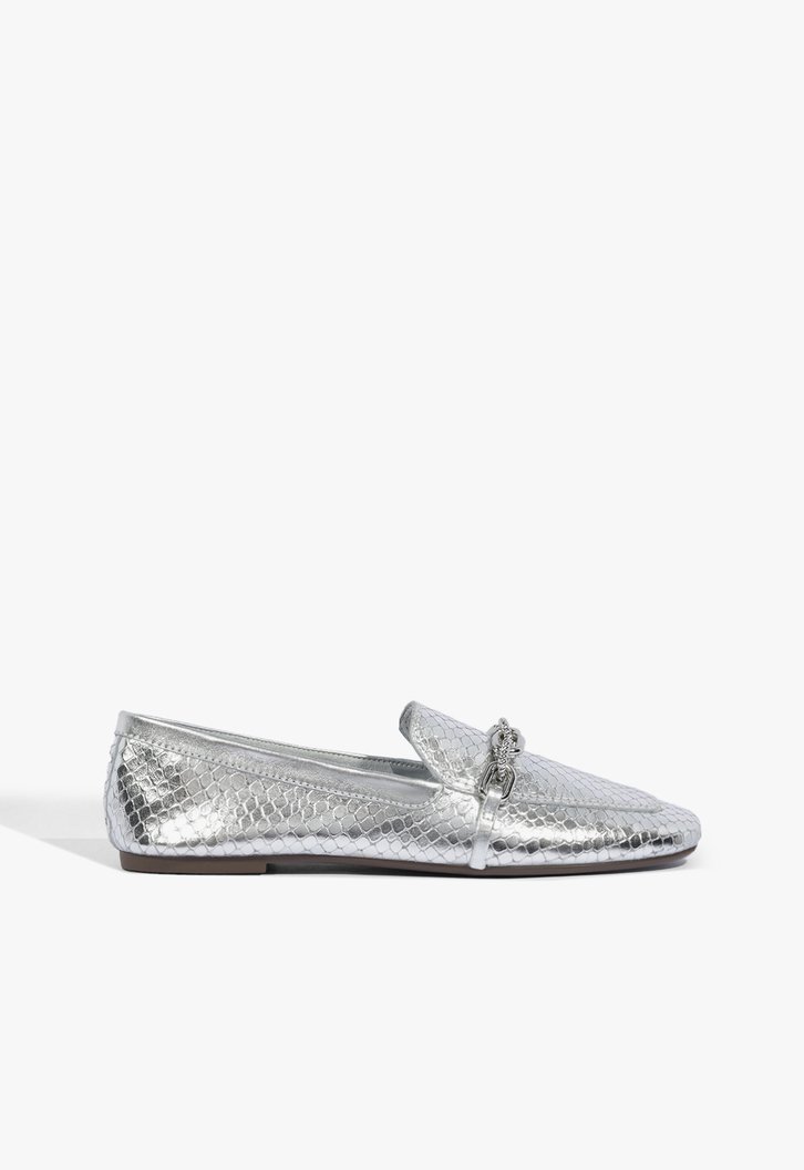 Mocassim Couro Snake Corrente Prata