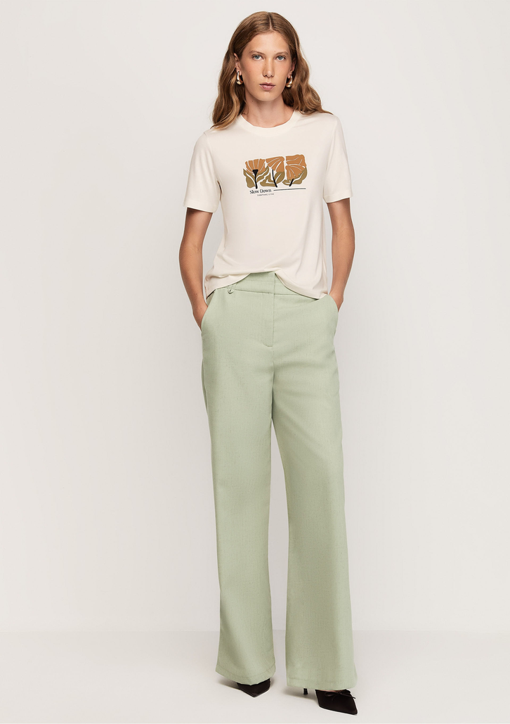 Camisa Off White Dzarm Estampada com Meia Manga Regular