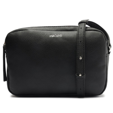 Crossbody Preta Anacapri Zíper Duplo Médio