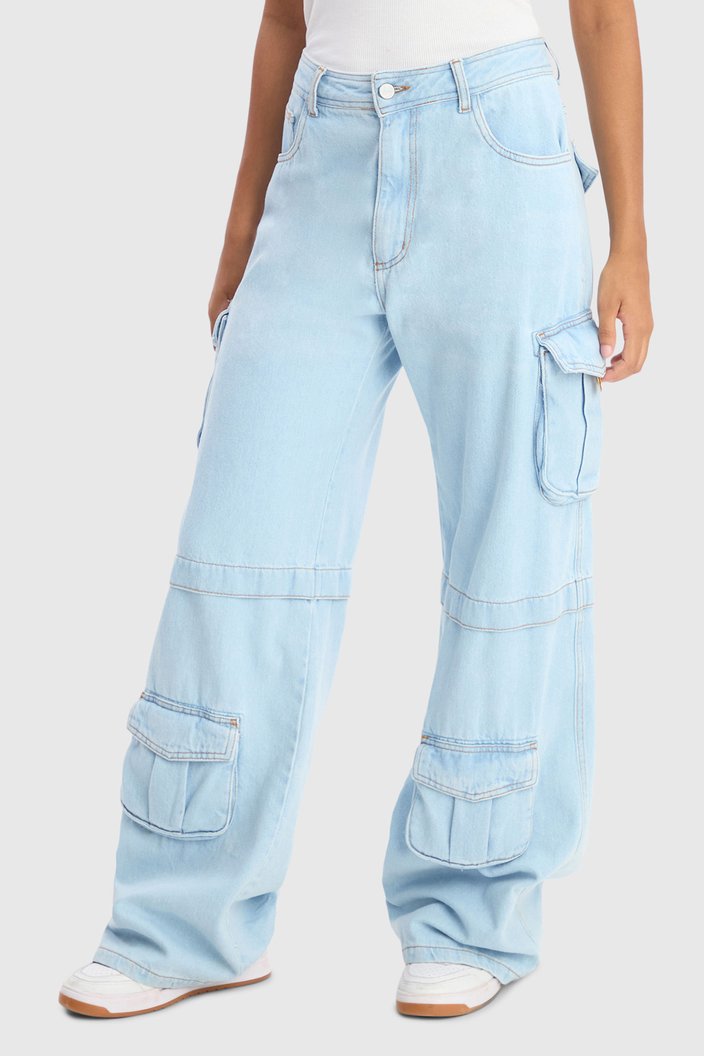 Calça Azul Baw Low Waist Multi Pockets Baw X T&j