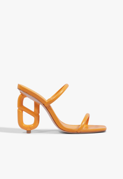 Sandália Mule Salto Logo Laranja