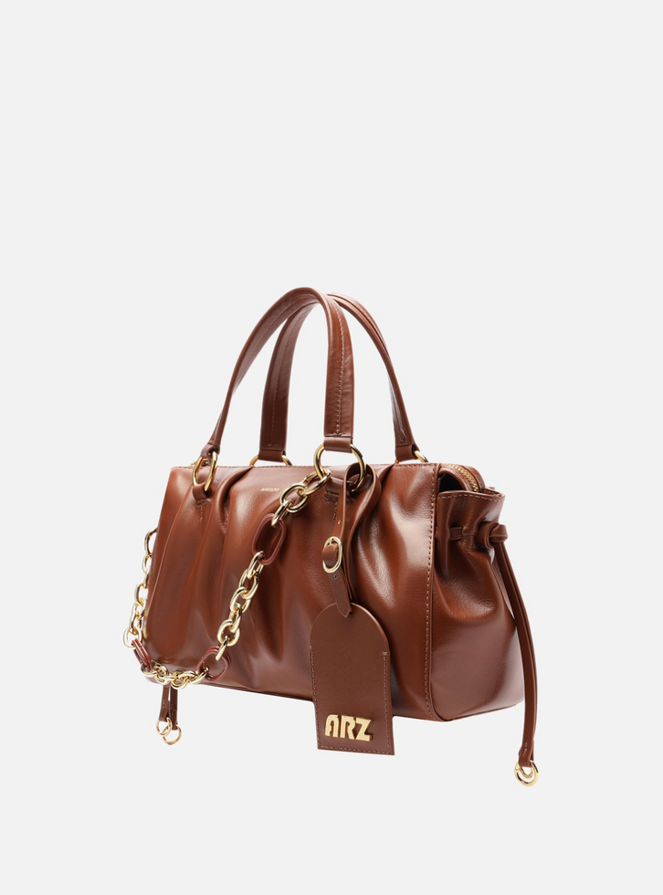 Bolsa Tote Couro Marrom Média | ZZ MALL
