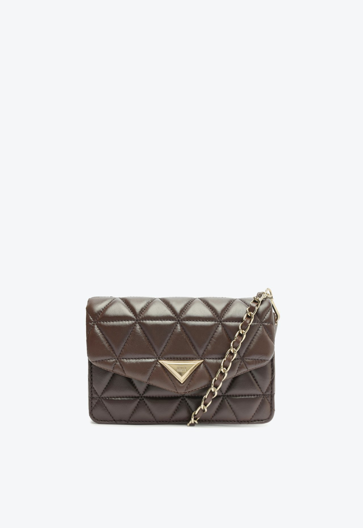 Bolsa Tiracolo Marrom Escuro Schutz Pequena Couro Matelassê | ZZ MALL