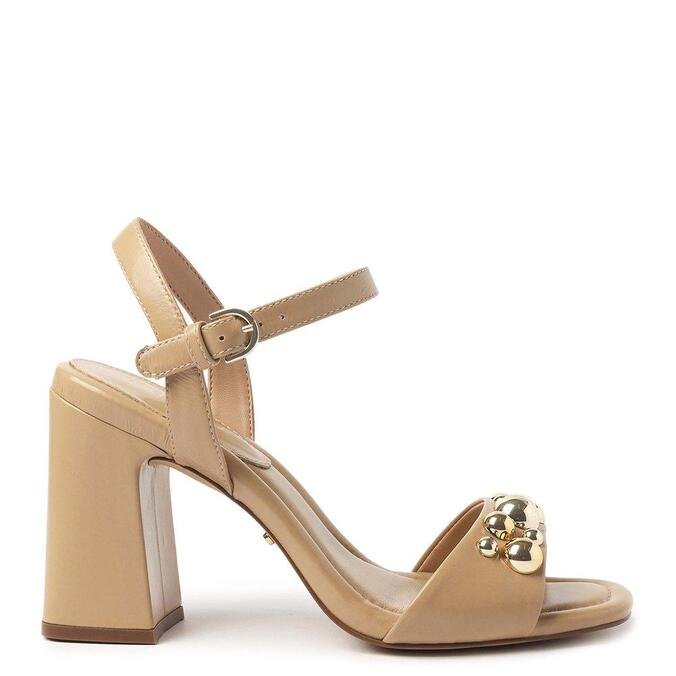 Sandália Bege Couro Bloco Lace Up | Arezzo – Arezzo Dourados