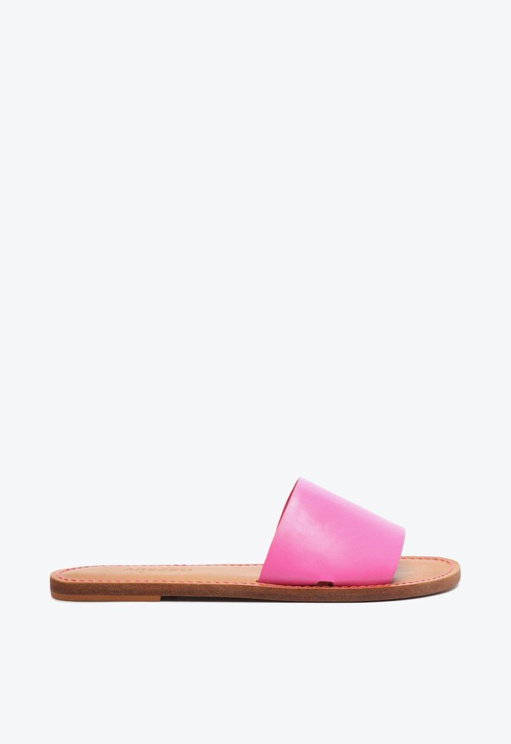 Sandália Rasteira Slide Rosa Arezzo Couro