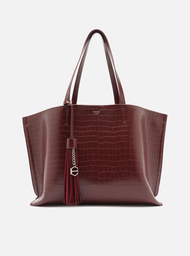 Bolsa Shopping Vinho Arezzo Croco Grande Barbicacho