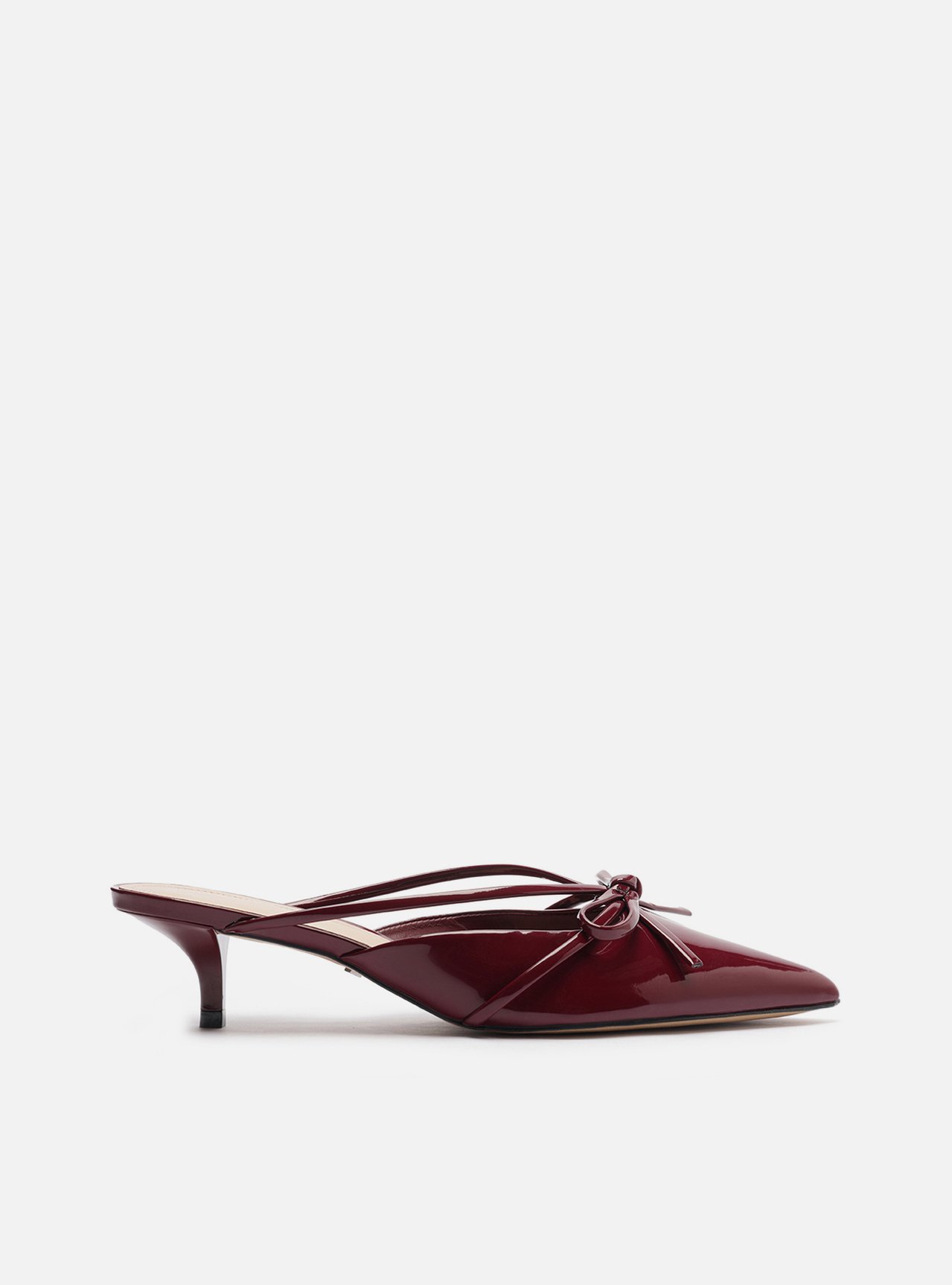 Mule Vermelha Verniz Salto Kitten Laço Mule Vermelha Verniz Salto Kitten Laço