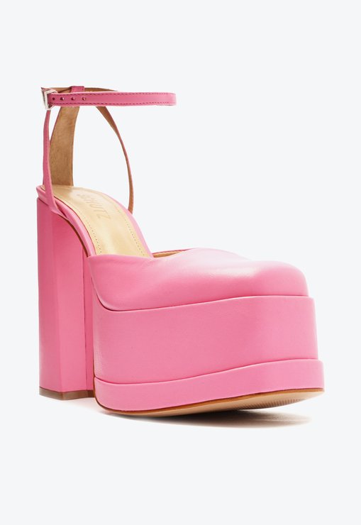 Sapato Scarpin Meia Pata Luan Couro Rosa
