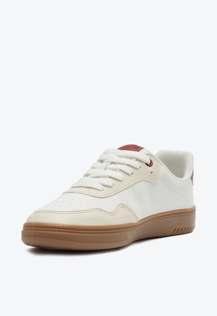 Tênis Listra Dupla Branco e Vermelho