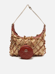 Bolsa Tiracolo Pouch Marrom Arezzo Couro Média Rede