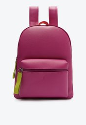 Mochila Rosa Anacapri Grande Detalhe Laranja E Verde