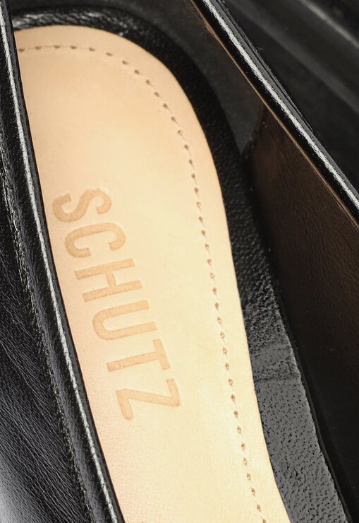 [PRE ORDER] PRETO SCHUTZ SAPATO MOCASSIM SALTO BLOCO TRATORADO COURO