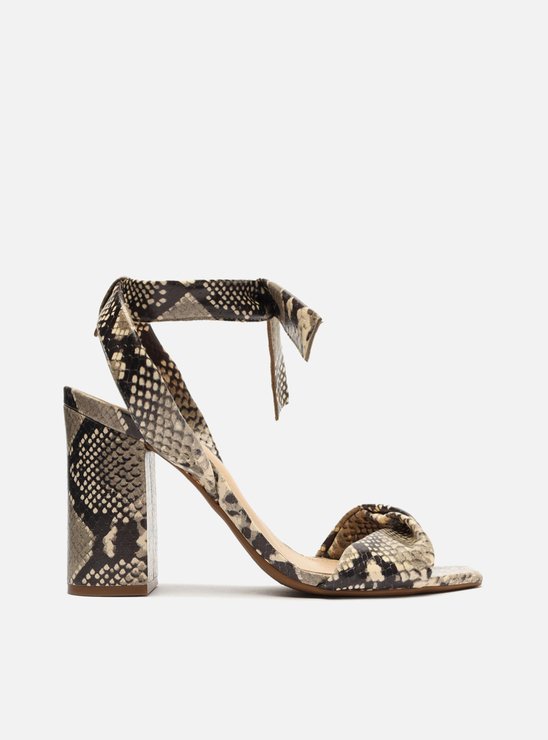 SANDÁLIA AREZZO SNAKE SALTO ALTO BLOCO LACE UP
