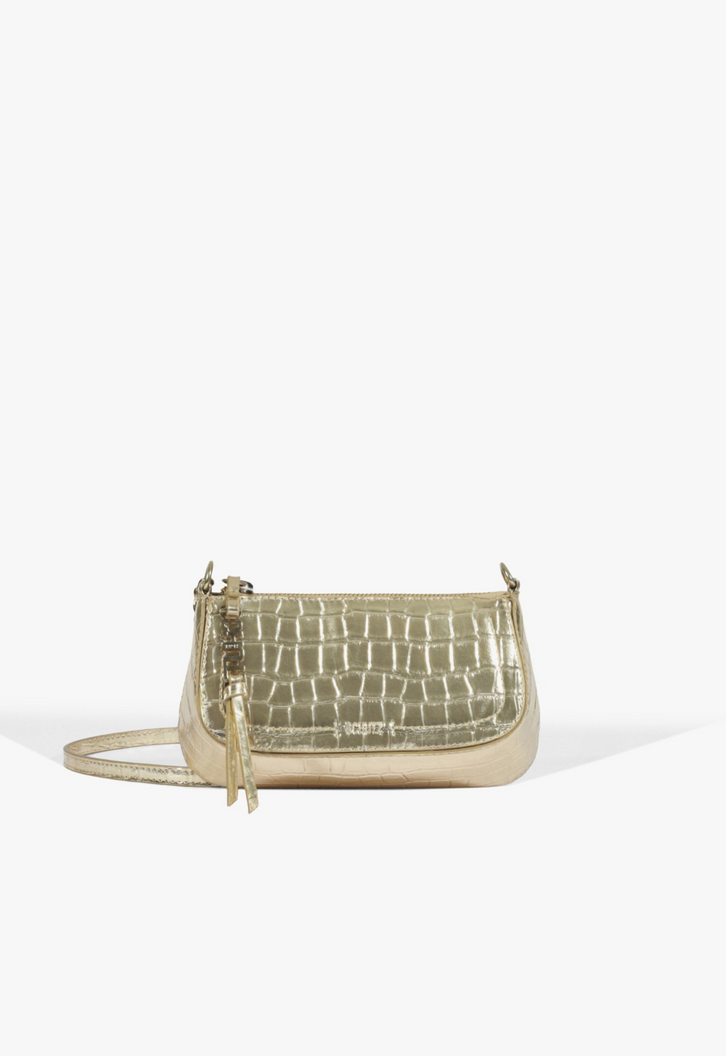 Bolsa Tiracolo Pequena Tina Croco Dourado | ZZ MALL