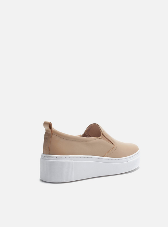 Tênis Slip On Flatform Arezzo Elástico Nude